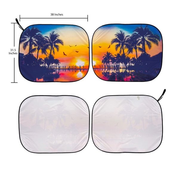 Auto Drive 2 Piece Universal Fit Most Vehicles Windshield Sun Shade, 31.5" x 38" - Picture 5 of 6